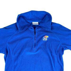 Kansas Jayhawks Jacket Women's Extra Small Blue Columbia Fleece Pullover 1/4 Zip